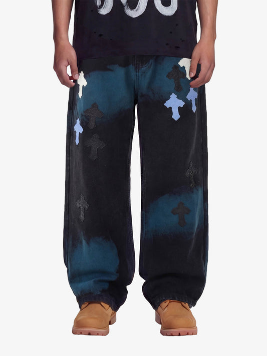 Calça Jeans Pavtros Cross Leather Patch Washed