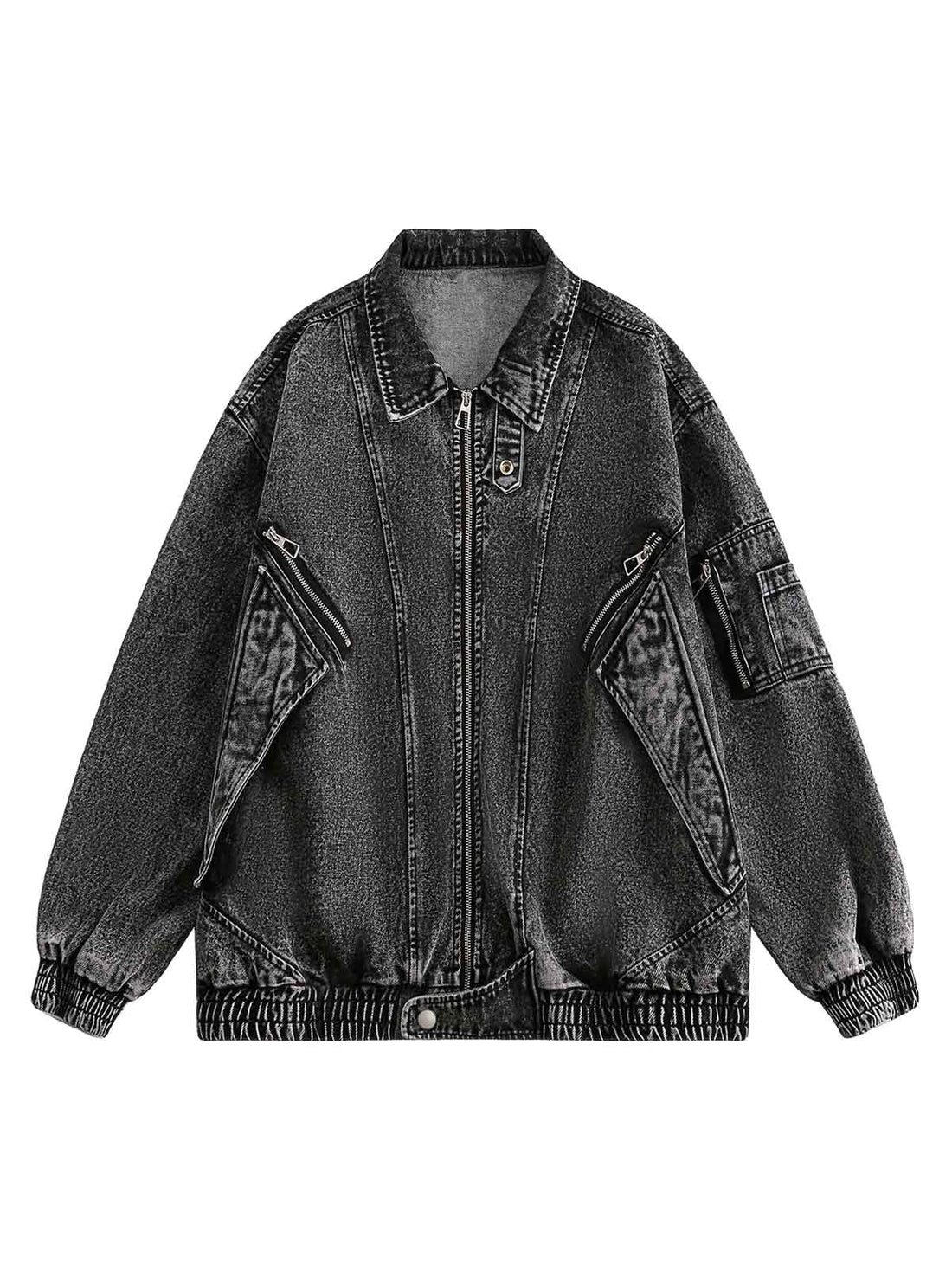 Jaqueta Pavtros Studios Technical Acid Wash Denim Bomber