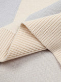 Vertical Striped Colorblock Lapel Sweater - 2587