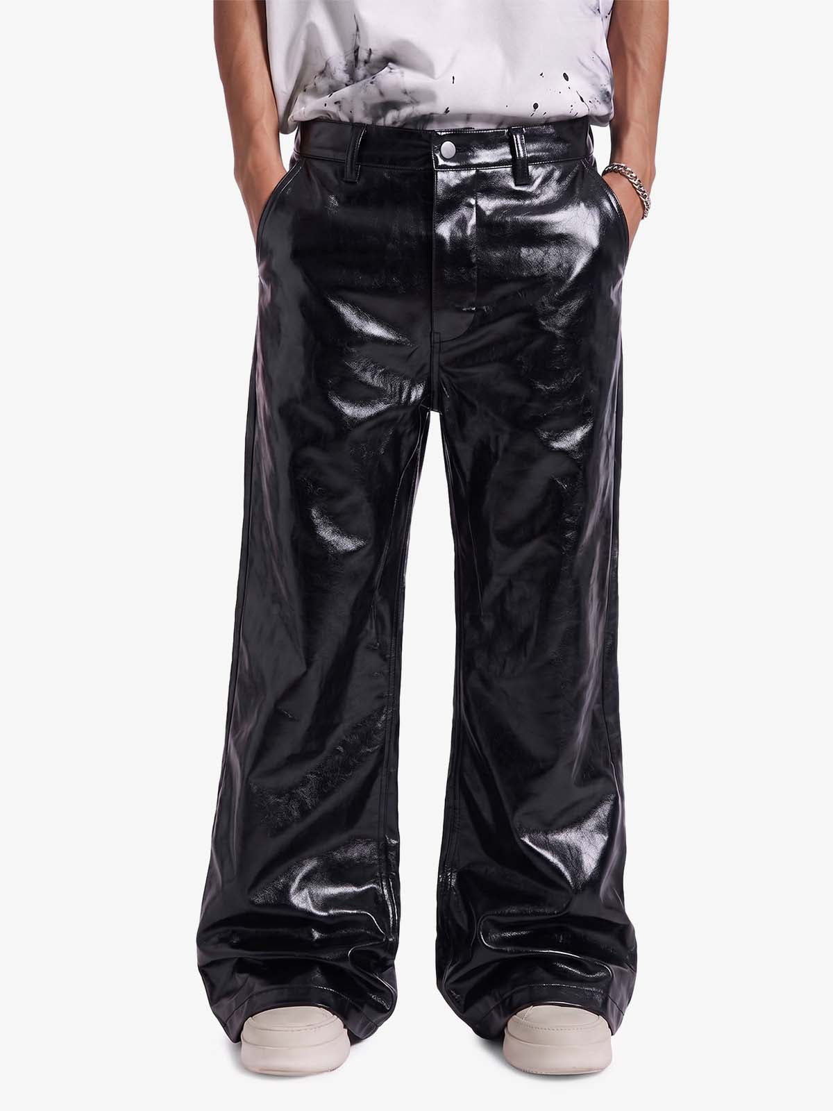 Calça Pavtros Glossy Patent Leather Flare