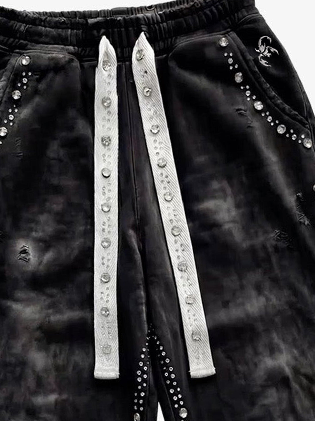 Calça Pavtros Distressed Rhinestone