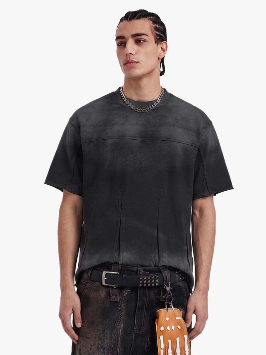 Camiseta Pavtros Minimalist Paneled Washed Black Oversized