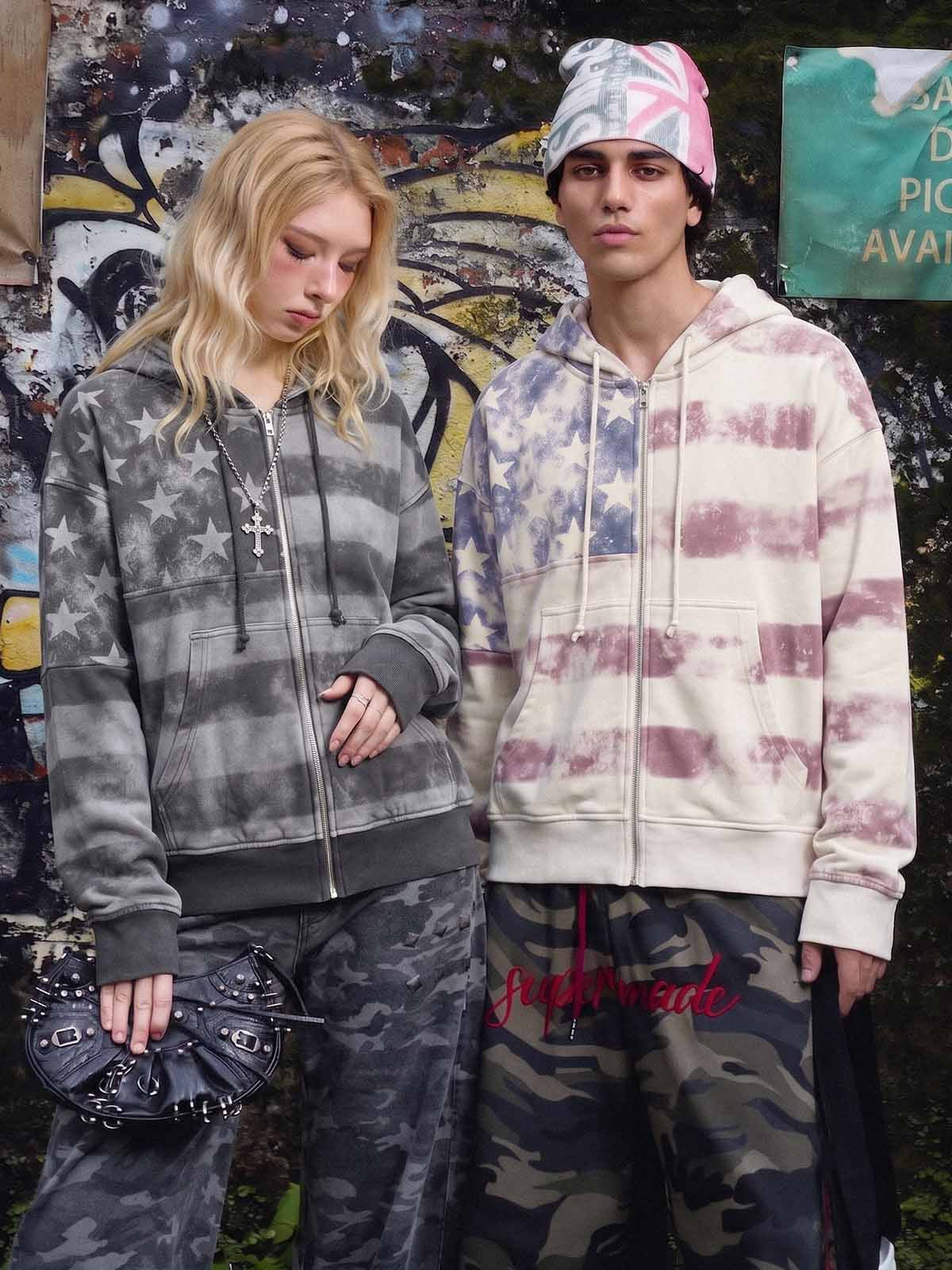 Moletom Pavtros Distressed Star Stripe Graphic