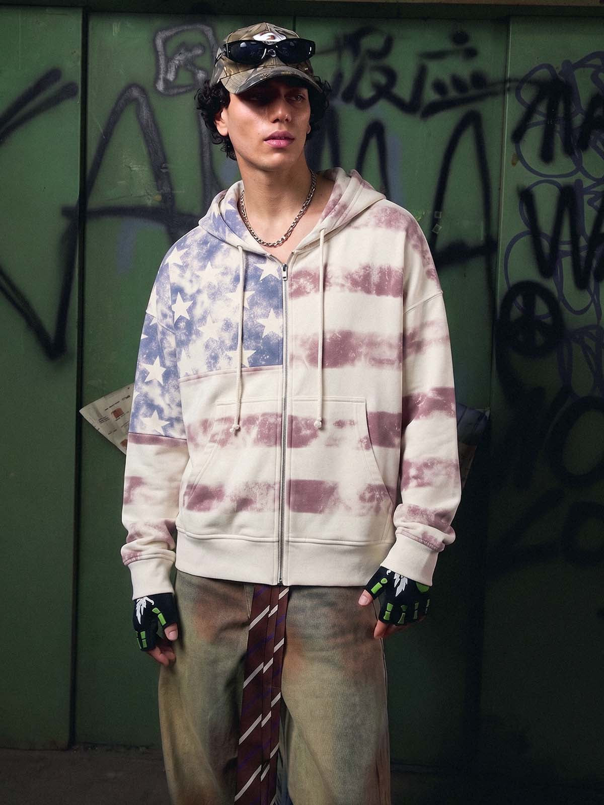 Moletom Pavtros Distressed Star Stripe Graphic