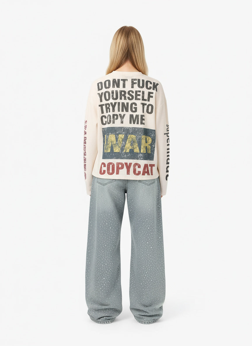 Blusa Pavtros Waffle Knit Graphic Print