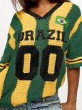 Camisa BRASIL de Malha de Crochê