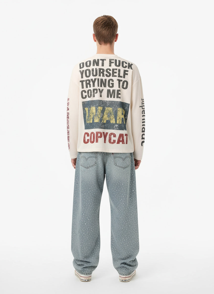 Blusa Pavtros Waffle Knit Graphic Print