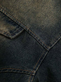 Jaqueta Washed Distressed Multi-Pocket Denim