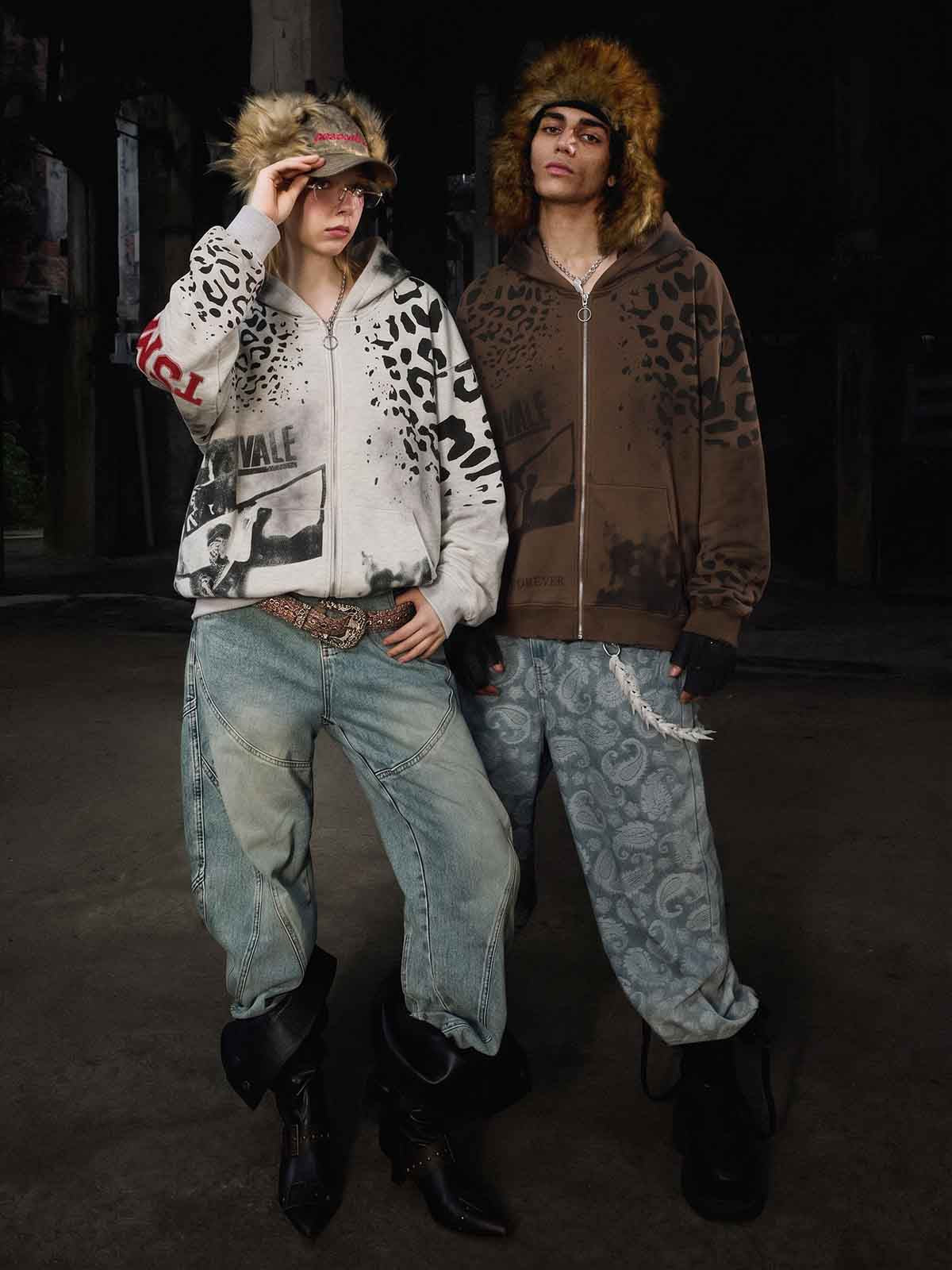 Moletom Pavtros Leopard Logo Appliqué Distressed