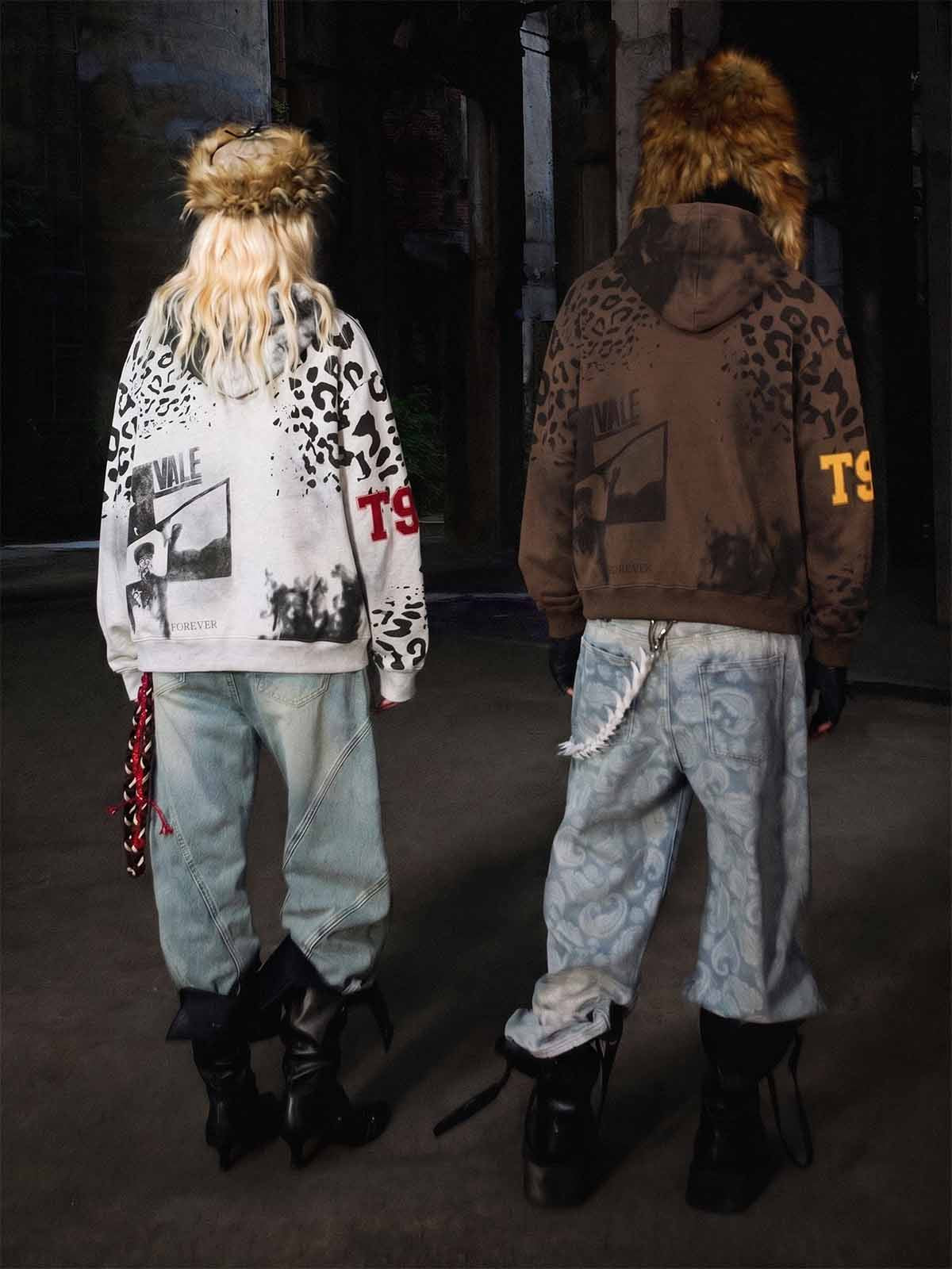 Moletom Pavtros Leopard Logo Appliqué Distressed