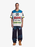 Color-Block Digital Print Mesh V-Neck Jersey