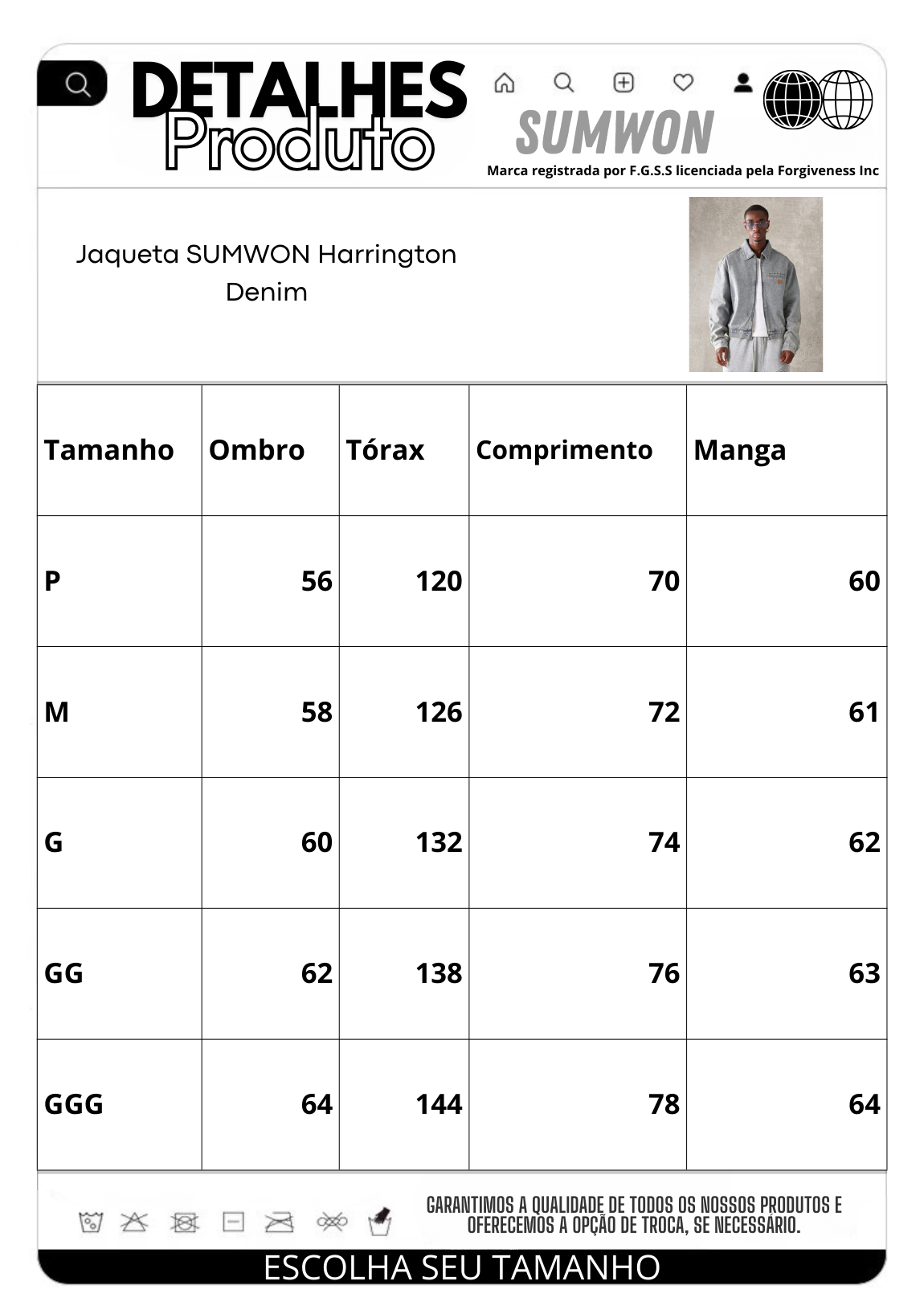 Jaqueta Pavtros Harrington Denim - foto 7