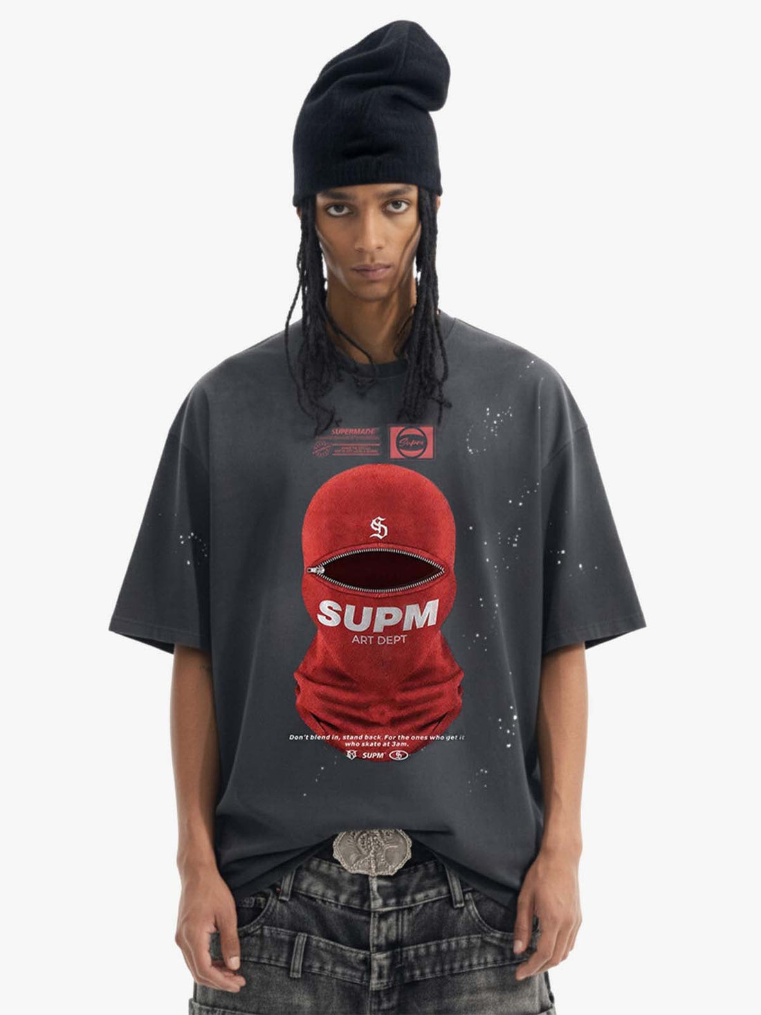 Camiseta Masculina Studios Balaclava Zipper Oversized — Pavtros