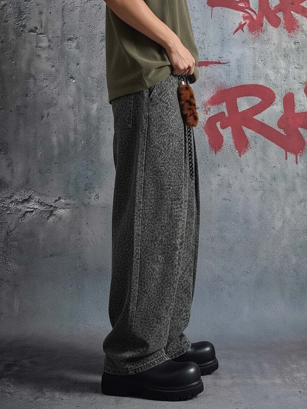 Calça Pavtros Leopard Pleated Wide Leg