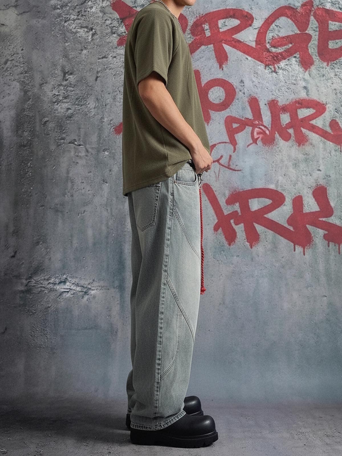 Calça Pavtros Belt Detail With Patchwork
