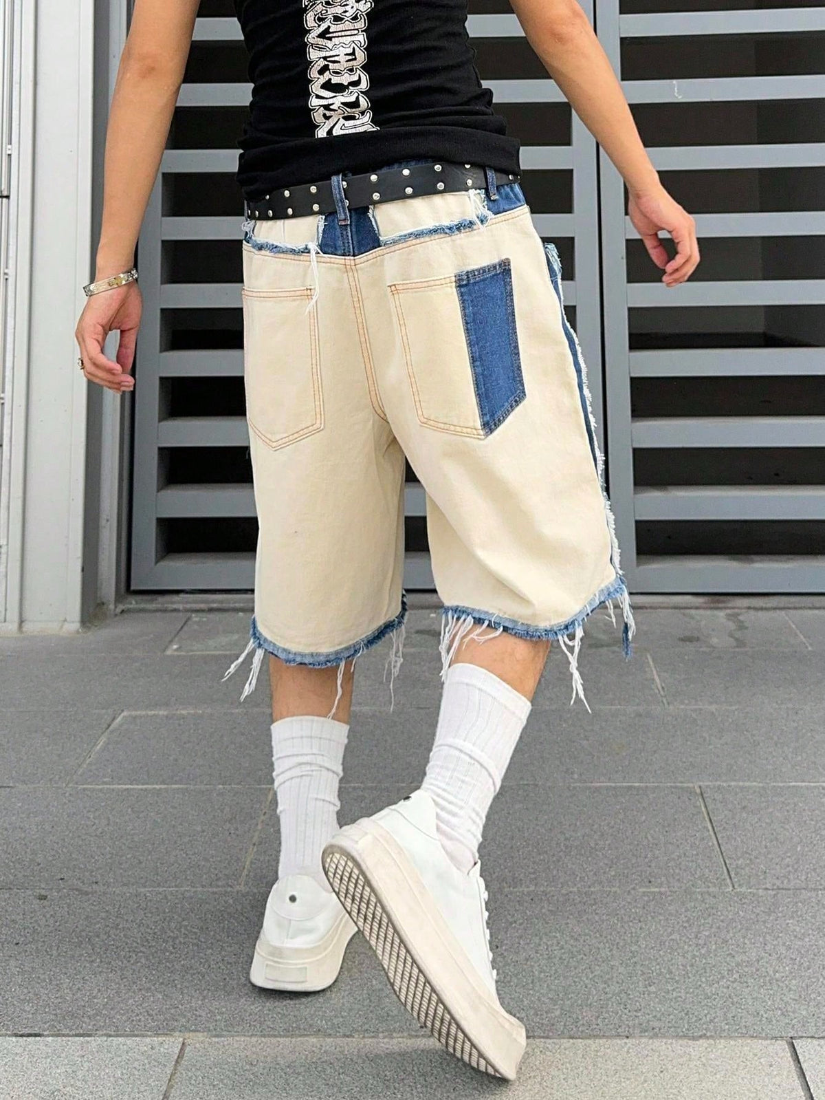 Short Pavtros Denim Bege Punk Jeans - foto 4