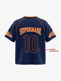 Contrast Panel Mesh Number Print Jersey T-Shirt