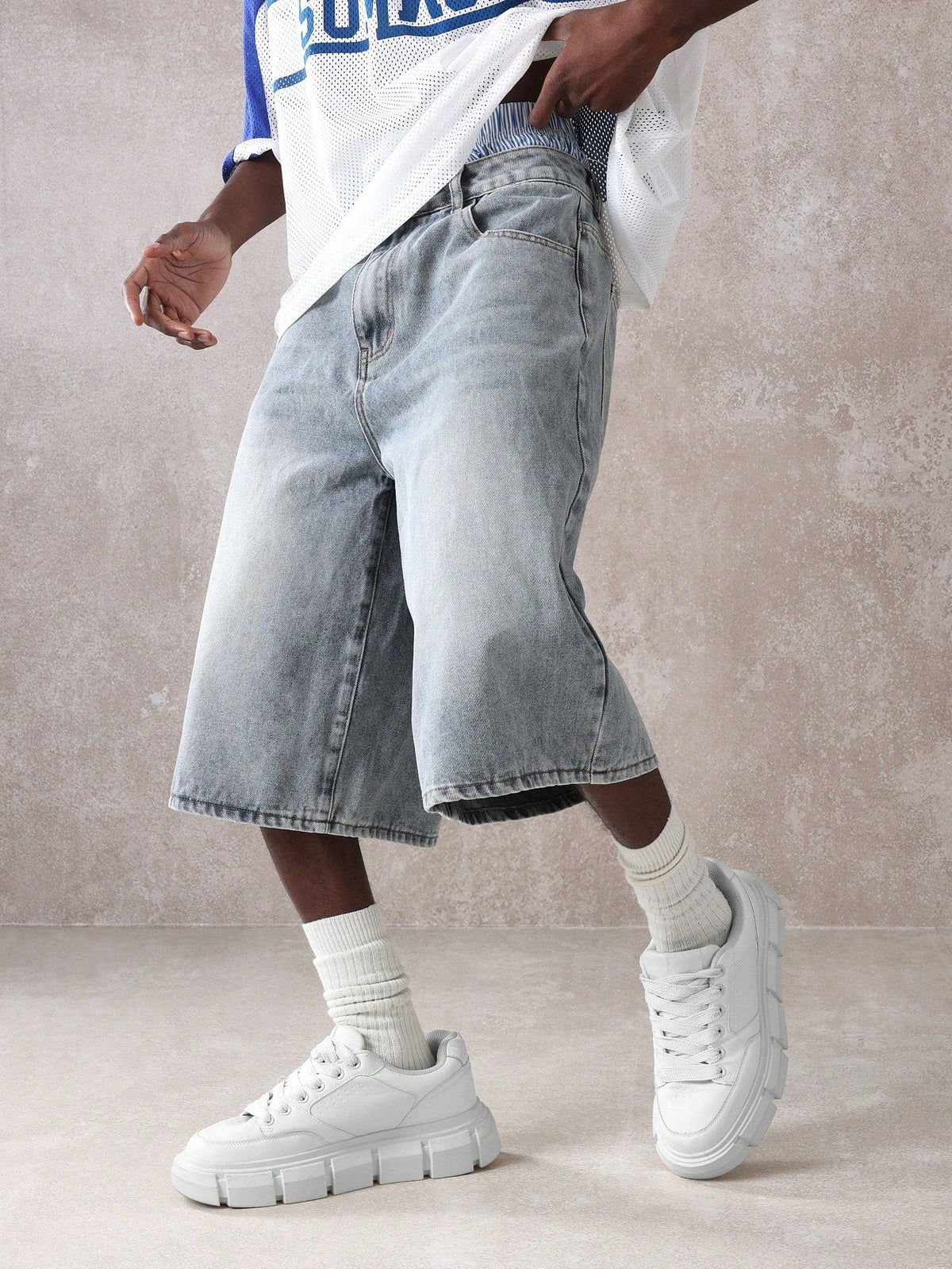 Short Pavtros Denim Oversized Perna Larga - foto 3