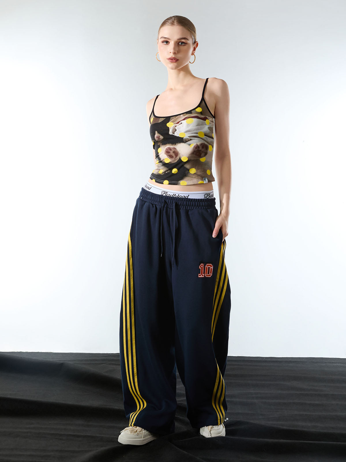 Calça Pavtros Fleece Side Stripe Drape