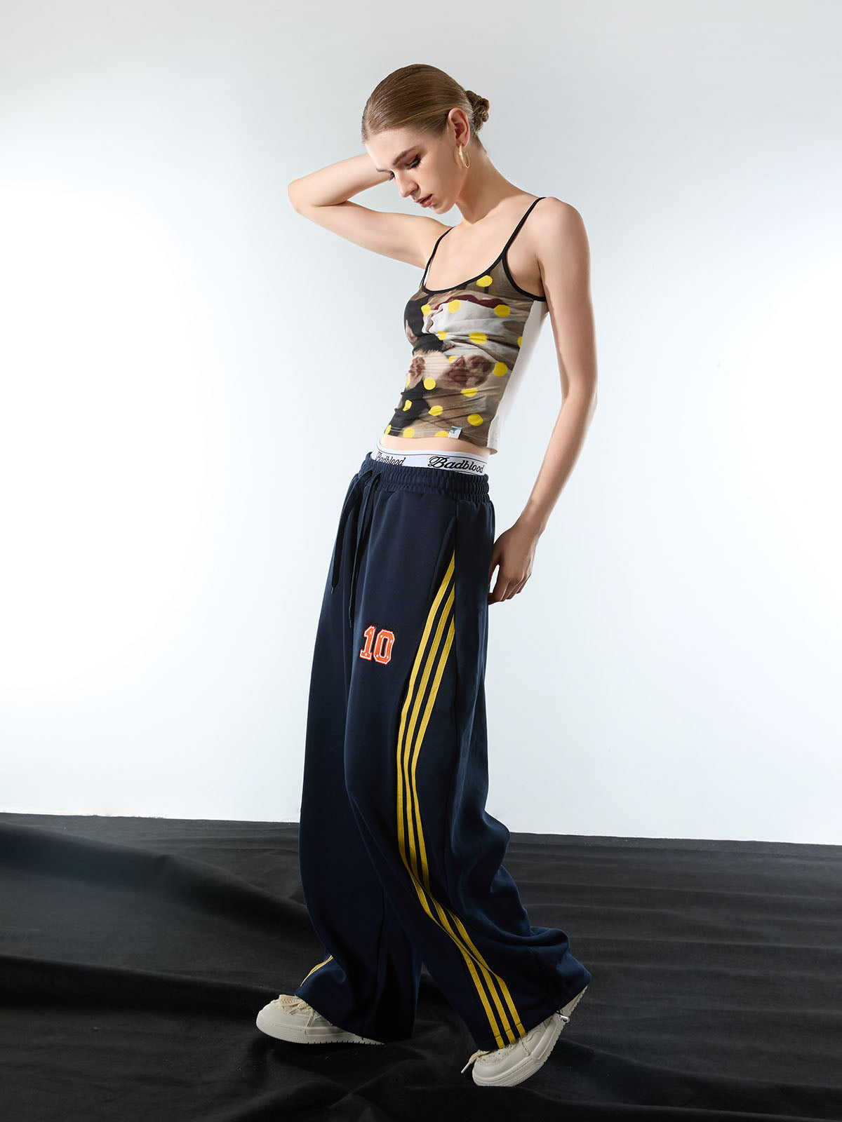 Calça Pavtros Fleece Side Stripe Drape