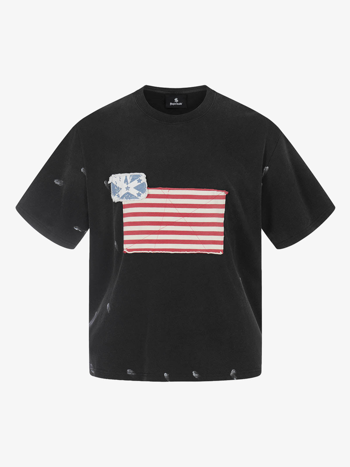 Camiseta Pavtros Flag Washed Black Oversized