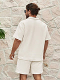 EGENSIO Conjunto de verão para homens, com camiseta de manga curta e shorts texturizados, 2 peças