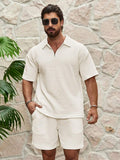 EGENSIO Conjunto de verão para homens, com camiseta de manga curta e shorts texturizados, 2 peças