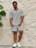 EGENSIO Conjunto de verão para homens, com camiseta de manga curta e shorts texturizados, 2 peças
