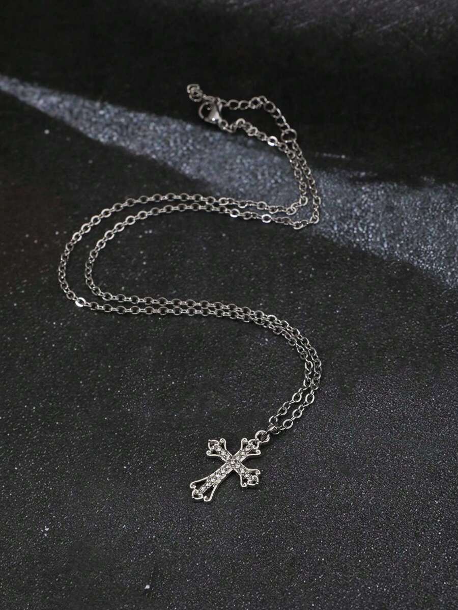 Colar Crucifixo Strass