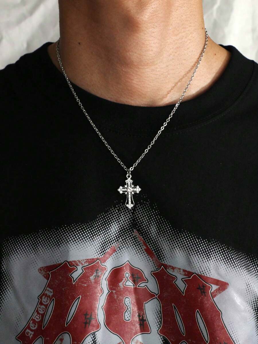 Colar Crucifixo Strass