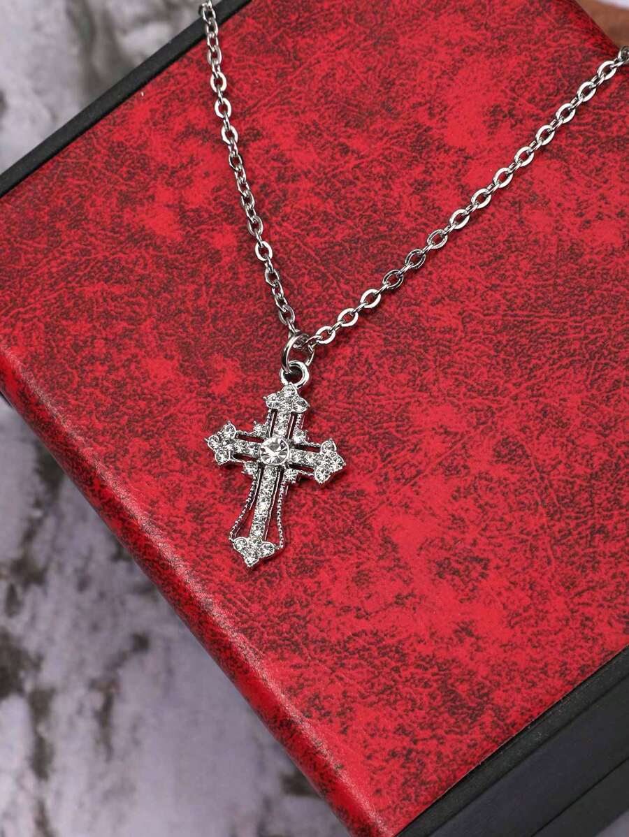 Colar Crucifixo Strass