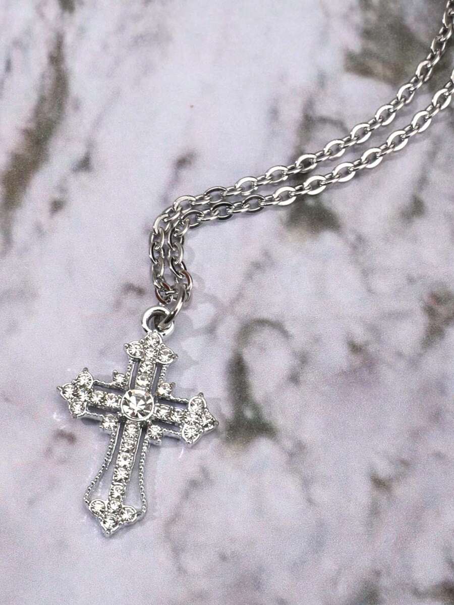 Colar Crucifixo Strass