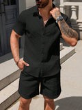 Conjunto CasualCool Conjunto de Camisa e Shorts Casuais de Verão