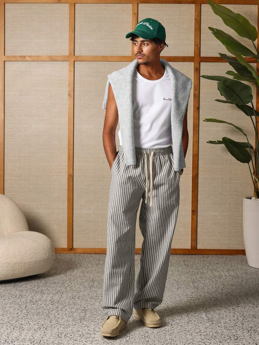 Calça Pavtros Studios Linen Pinstripe Relaxed Trousers — Foto 2