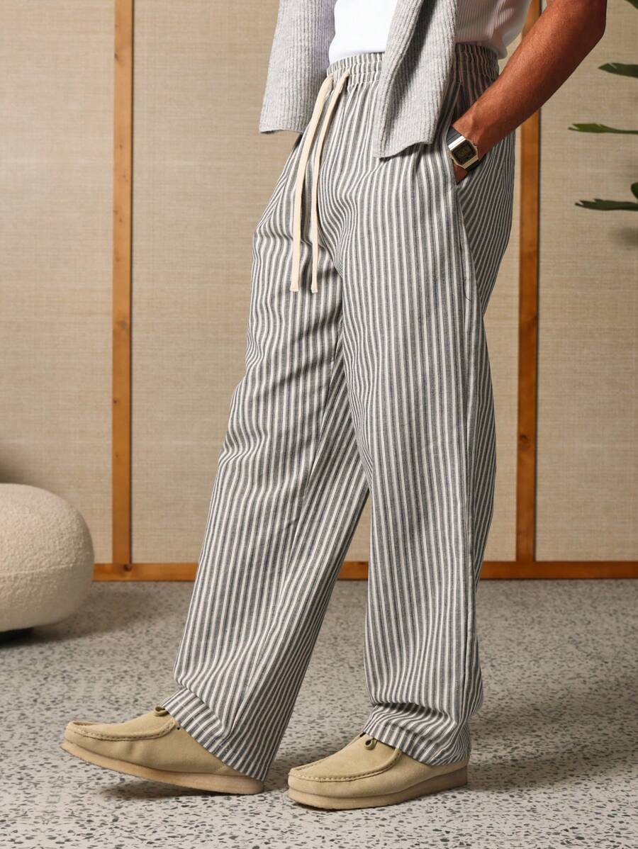 Calça Pavtros Studios Linen Pinstripe Relaxed Trousers — Foto 3
