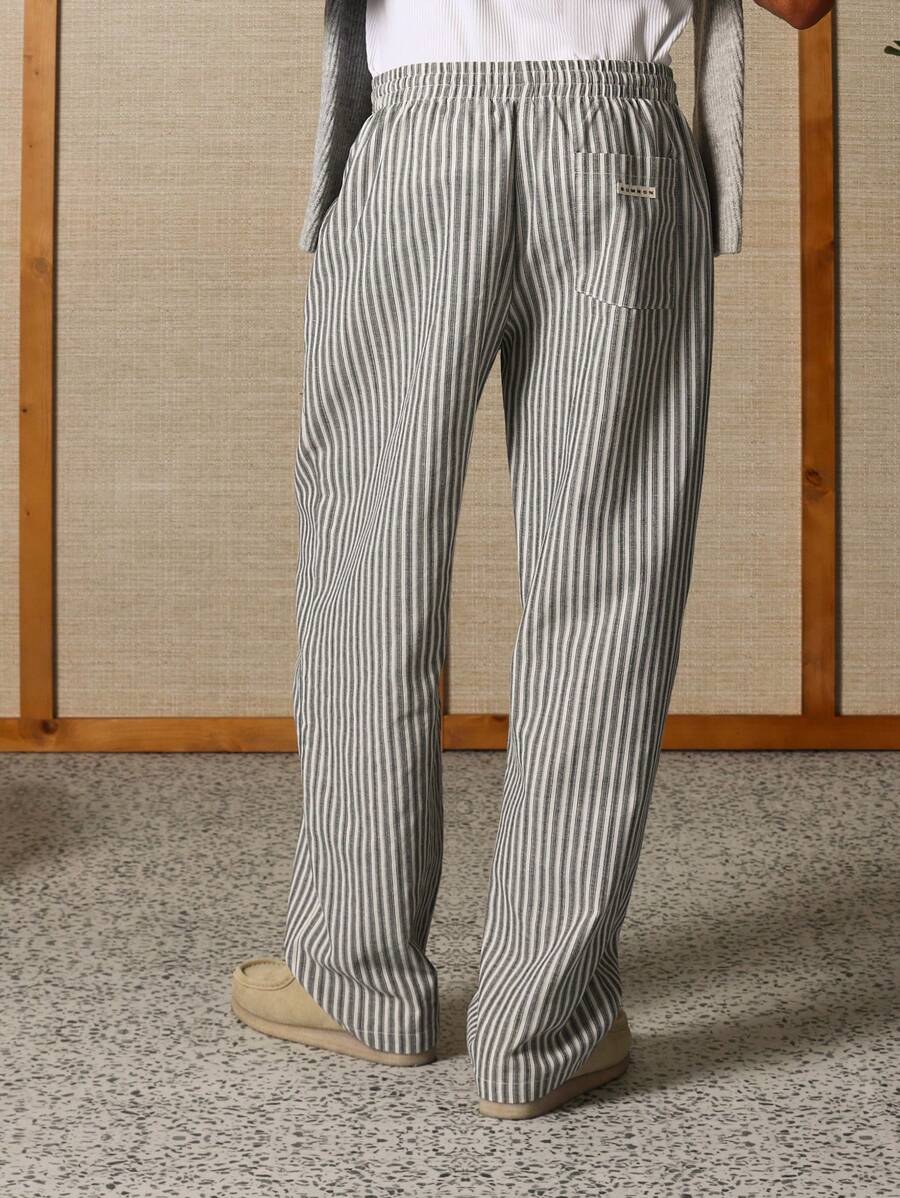 Calça Pavtros Studios Linen Pinstripe Relaxed Trousers — Foto 4