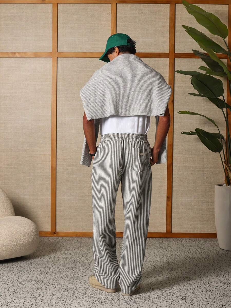 Calça Pavtros Studios Linen Pinstripe Relaxed Trousers — Foto 5