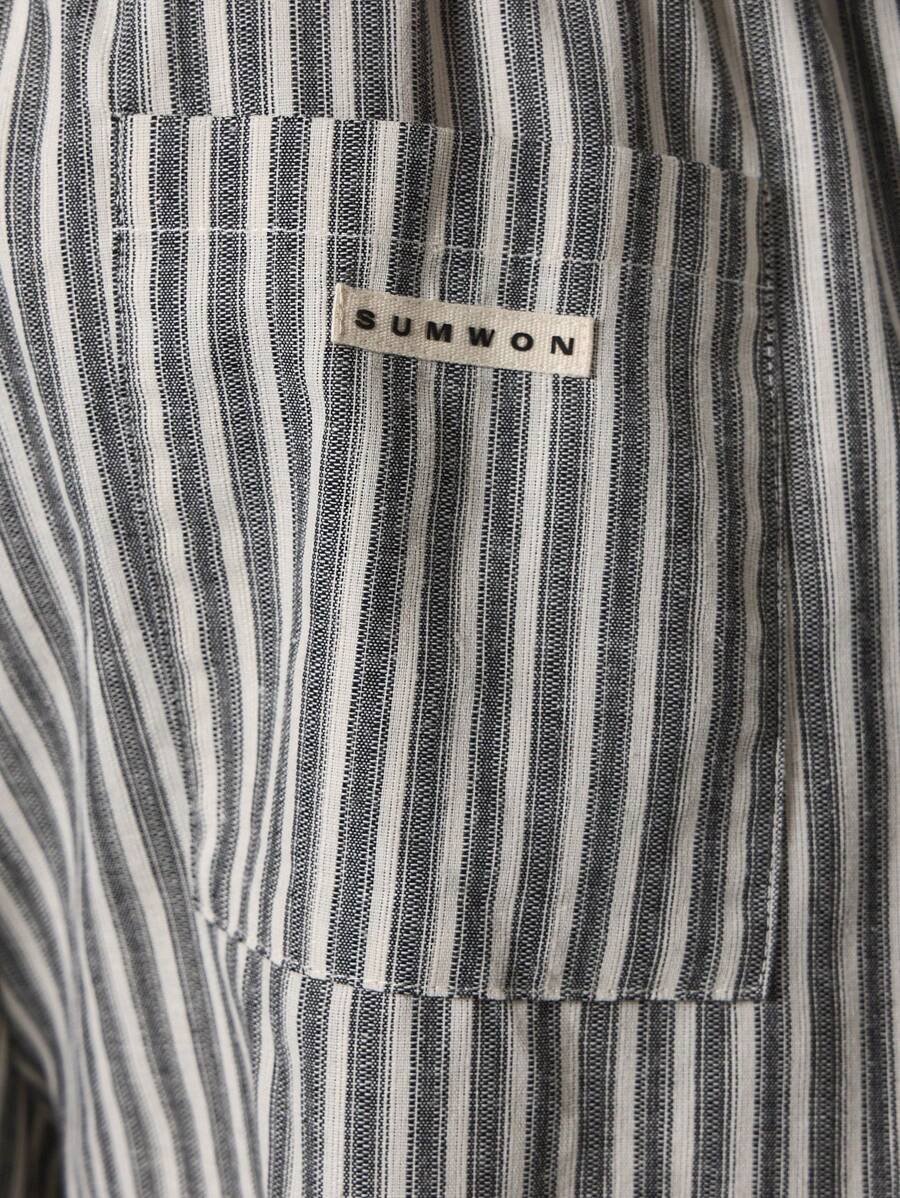 Calça Pavtros Studios Linen Pinstripe Relaxed Trousers — Foto 7