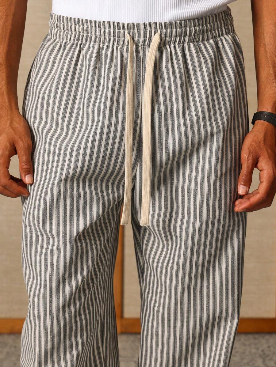 Calça Pavtros Studios Linen Pinstripe Relaxed Trousers — Foto 8
