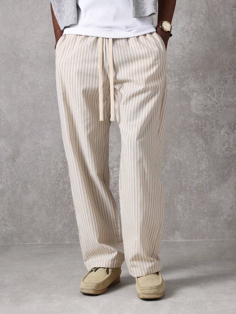 Calça Pavtros Studios Linen Pinstripe Relaxed Trousers — Foto 9