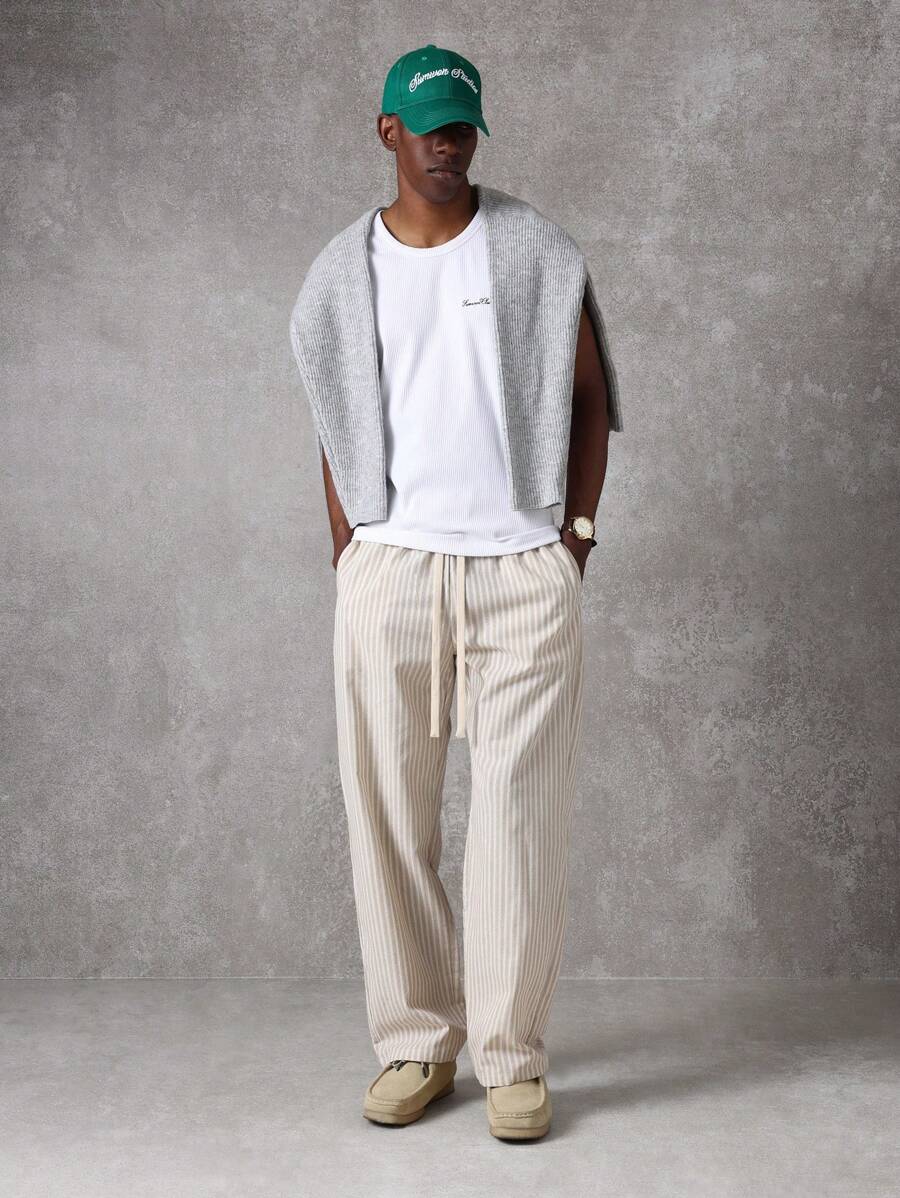 Calça Pavtros Studios Linen Pinstripe Relaxed Trousers — Foto 10
