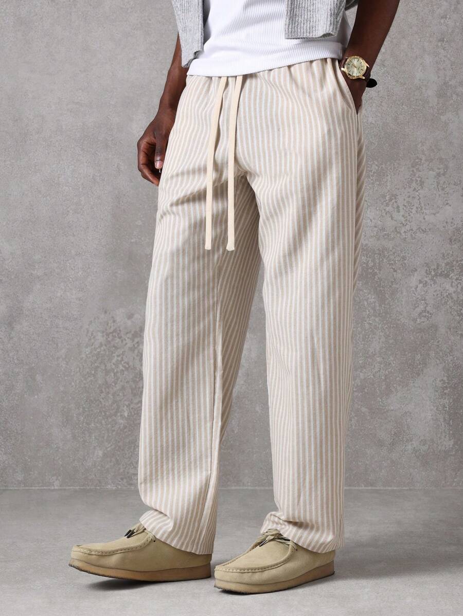 Calça Pavtros Studios Linen Pinstripe Relaxed Trousers — Foto 11