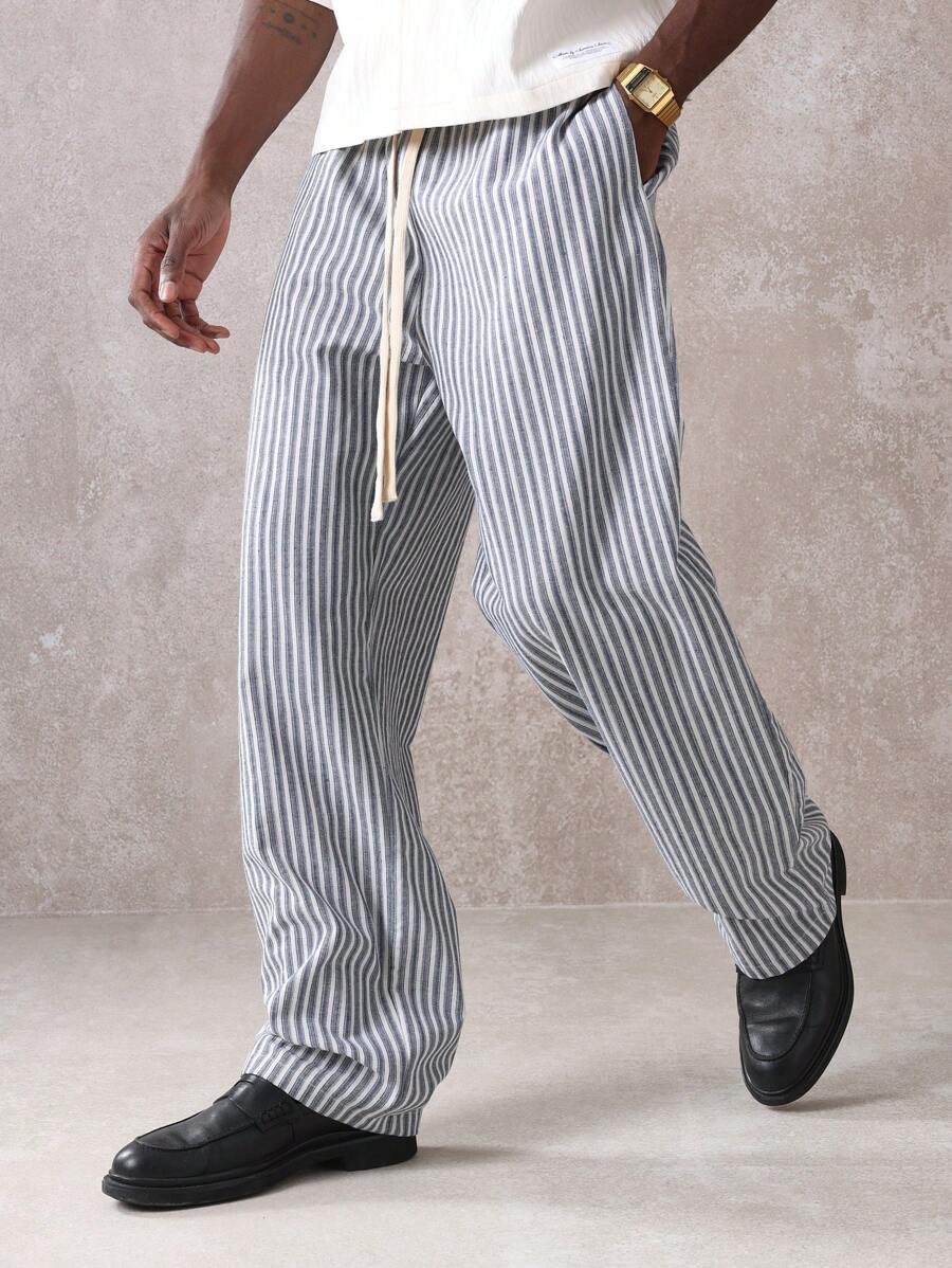 Calça Pavtros Studios Linen Pinstripe Relaxed Trousers — Foto 19