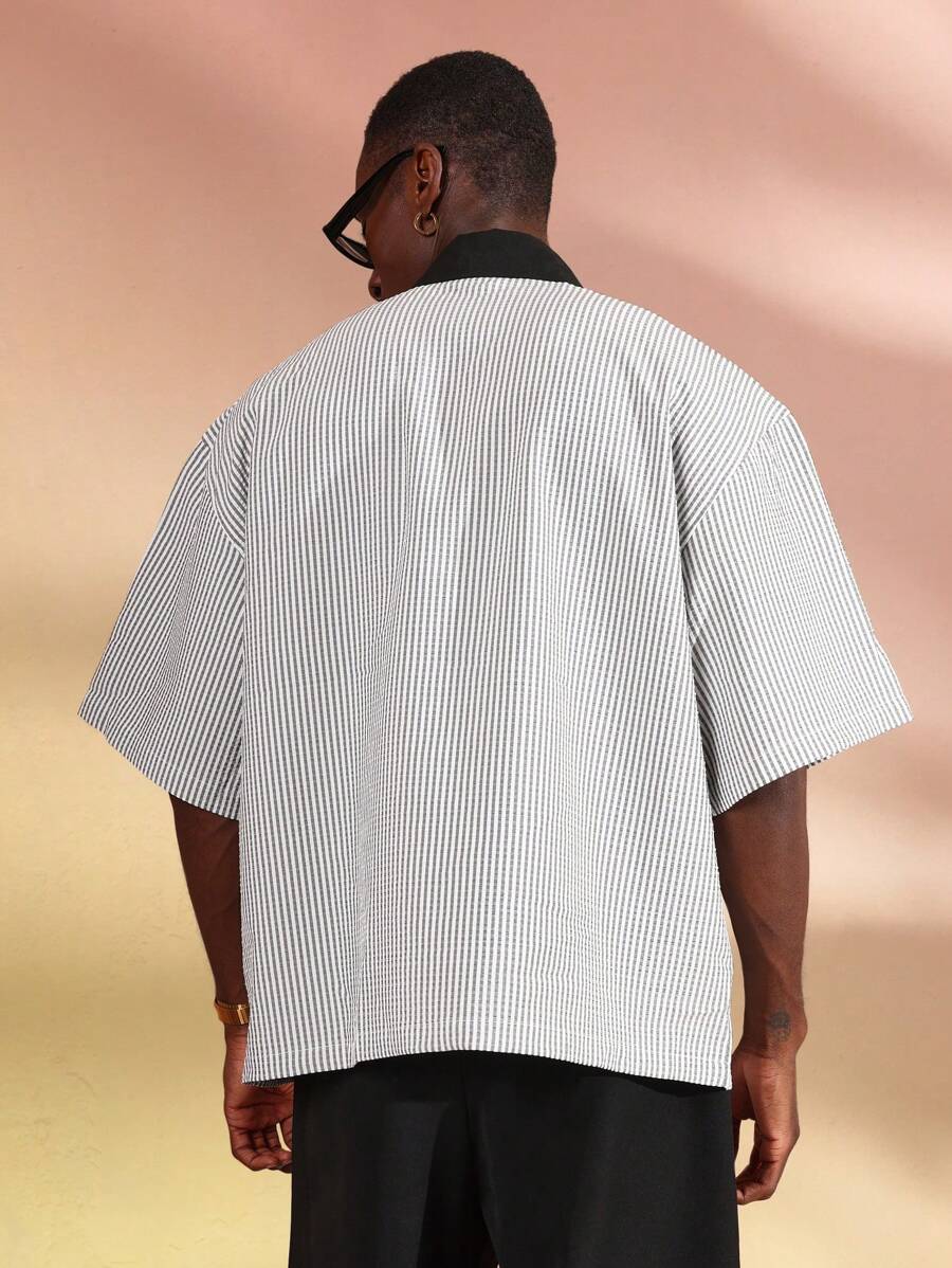 Camisa Polo Pavtros Striped Half-Zip White Collar - foto 8