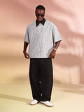 SUMWON Camisa Polo Listrada Casual Oversized de Meio Zíper, Primavera Verão, Negócios, Zíper Parcial Inteligente, Gola, Bolso, Roupas Esportivas, Conforto, Traje de Escritório