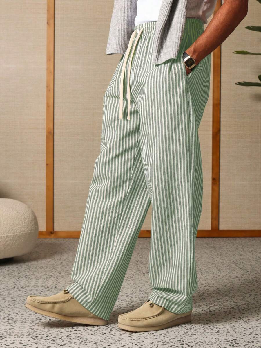 Calça Pavtros Studios Linen Pinstripe Relaxed Trousers — Foto 26