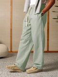 Calça Pavtros Studios Linen Pinstripe Relaxed Trousers
