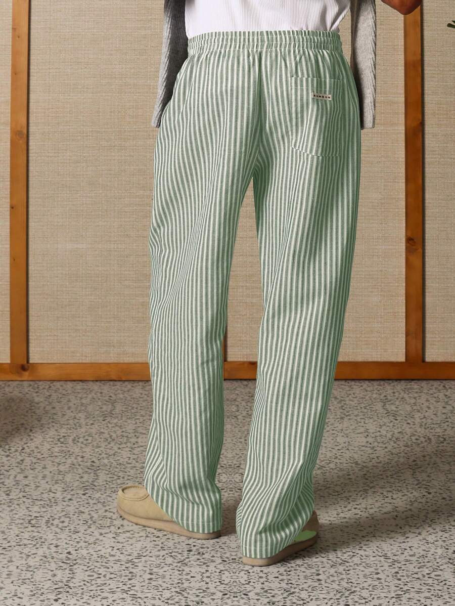 Calça Pavtros Studios Linen Pinstripe Relaxed Trousers — Foto 27
