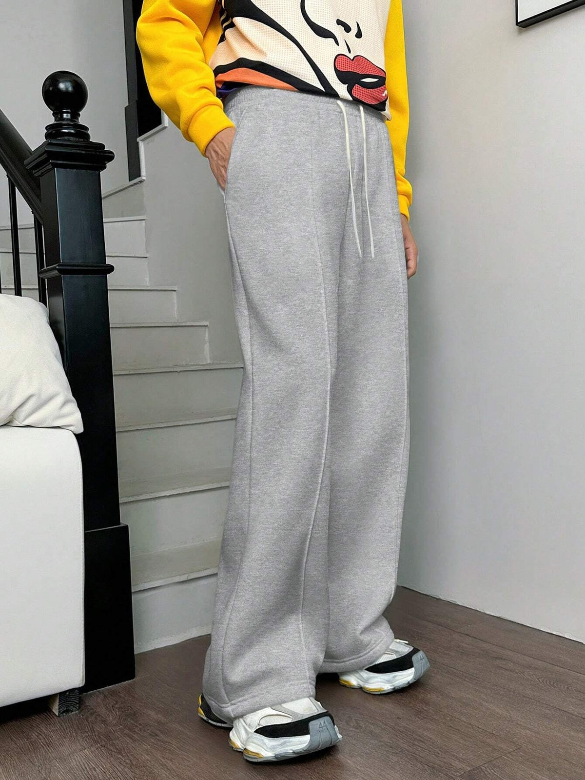 Calça Pavtros Vintage Oversized Malha Estilo Y2K