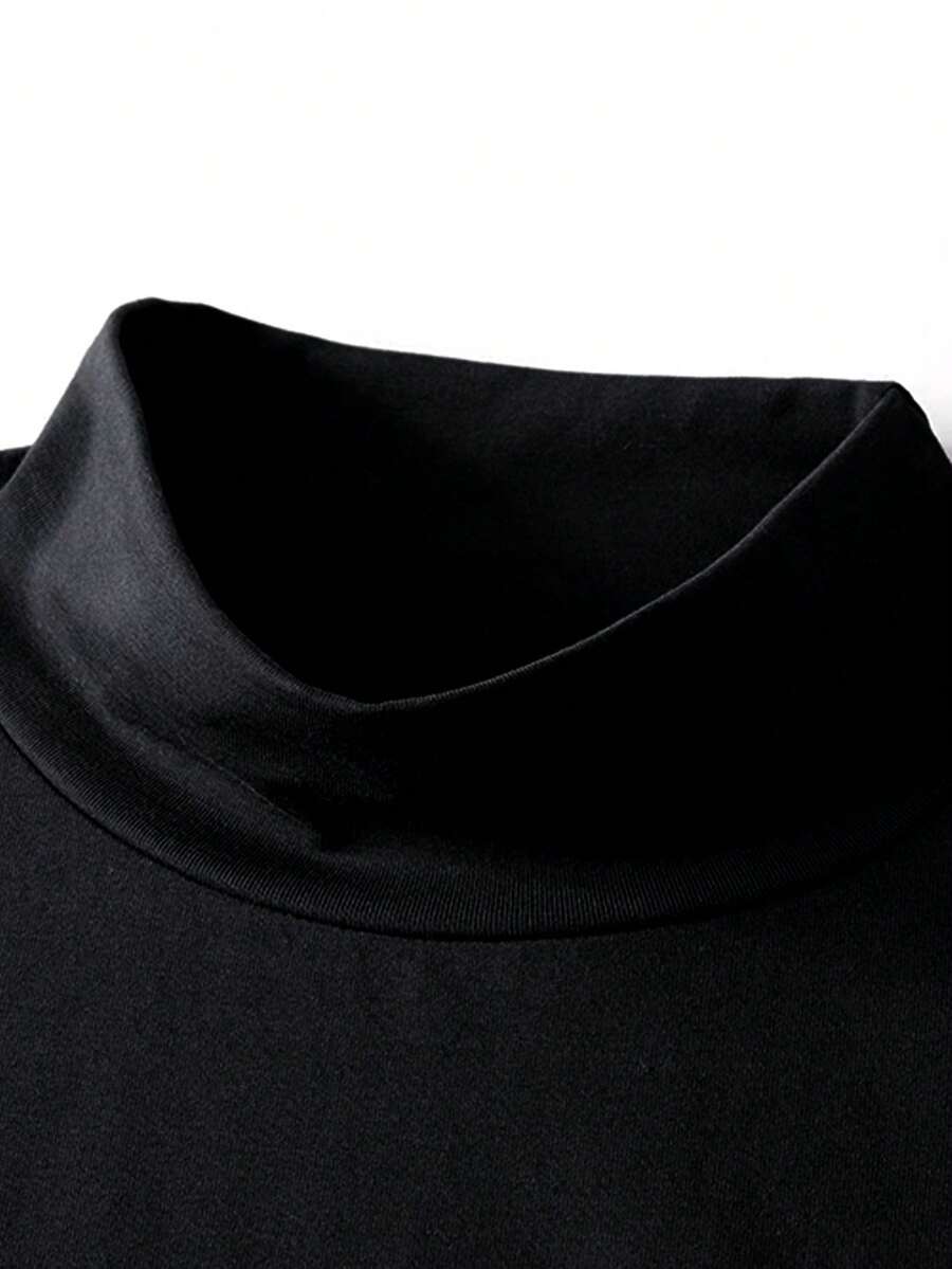 Camiseta Boxy Masculina Gola Minimal na cor Preto